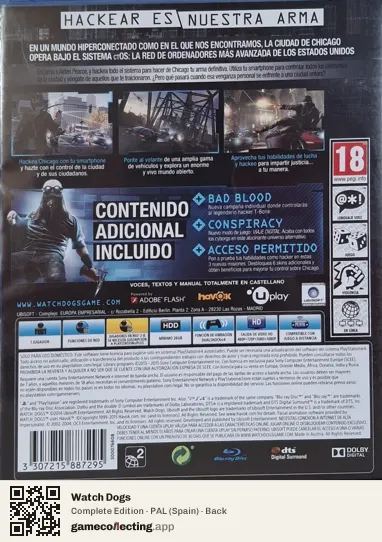 Watch Dogs PlayStation 4, Spain box back