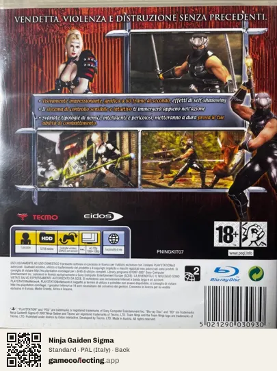 Ninja Gaiden Sigma PlayStation 3, Italy box back