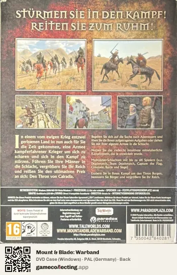 Mount & Blade: Warband Computer, Germany box back
