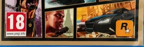 Grand Theft Auto V, the PEGI square on its front