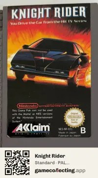 Knight Rider Nintendo Entertainment System, PAL cartridge label