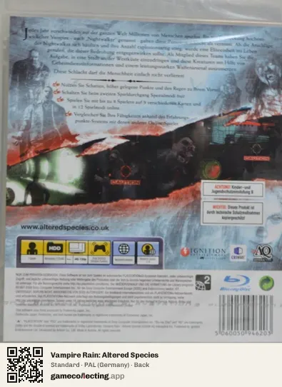 Vampire Rain: Altered Species PlayStation 3, Germany box back