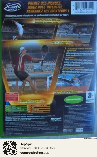 Top Spin Xbox, France box back