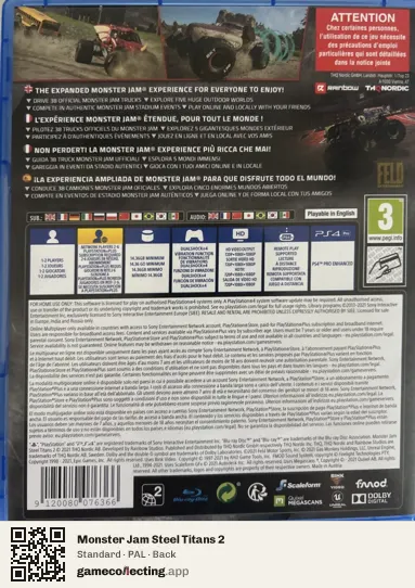 Monster Jam Steel Titans 2 PlayStation 4, PAL box back