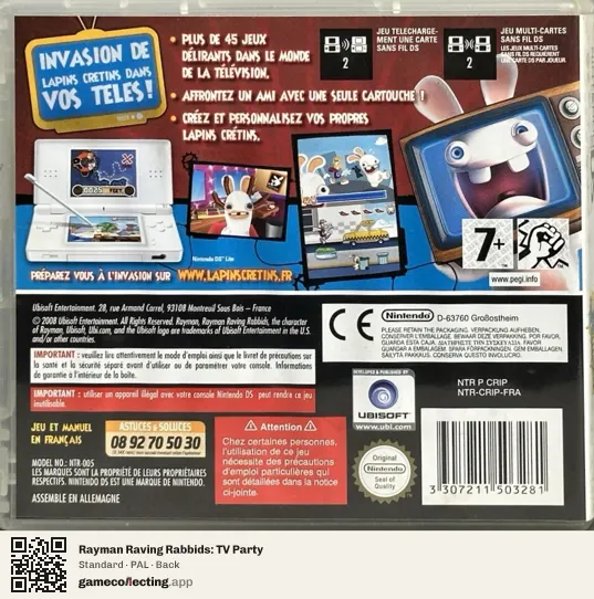 Rayman Raving Rabbids: TV Party Nintendo DS, PAL box back