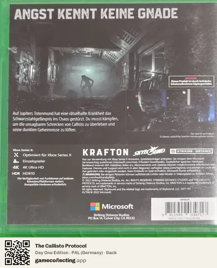 The Callisto Protocol Xbox Series X, Germany box back