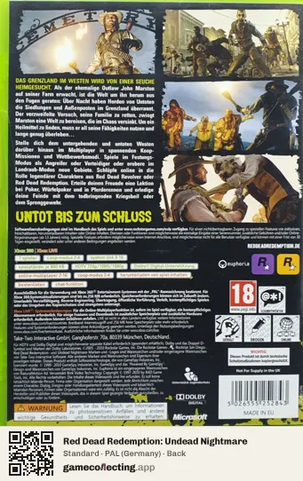 Red Dead Redemption: Undead Nightmare Xbox 360, Germany box back