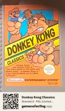 Donkey Kong Classics Nintendo Entertainment System, PAL cartridge label