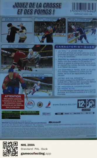 NHL 2004 Xbox, PAL box back