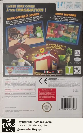 Toy Story 3: The Video Game Nintendo Wii, France box back