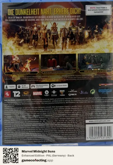 Marvel Midnight Suns PlayStation 5, Germany box back