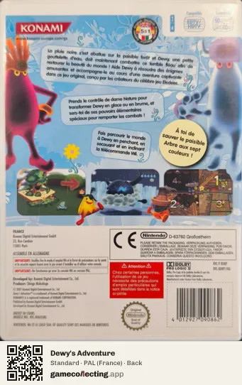 Dewy's Adventure Nintendo Wii, France box back