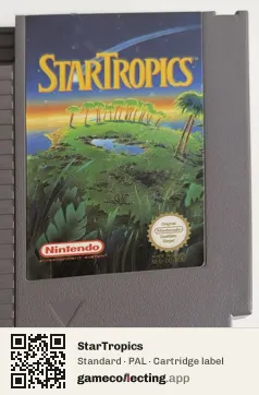 StarTropics Nintendo Entertainment System, PAL cartridge label