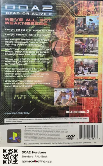 DOA2: Hardcore PlayStation 2, PAL box back