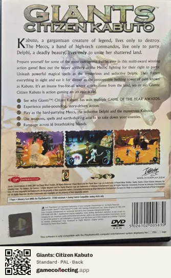 Giants: Citizen Kabuto PlayStation 2, PAL box back