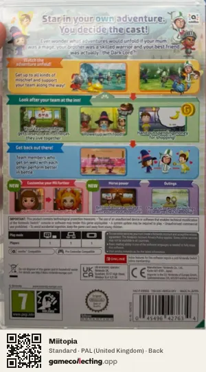 Miitopia Nintendo Switch, United Kingdom box back