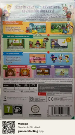 Miitopia Nintendo Switch, PAL box back