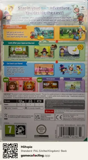 Miitopia Nintendo Switch, United Kingdom box back