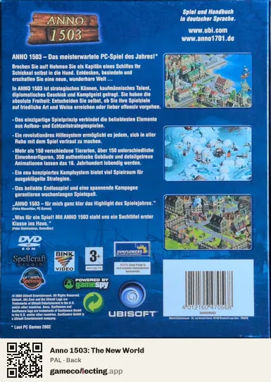 Anno 1503: The New World Computer, PAL box back