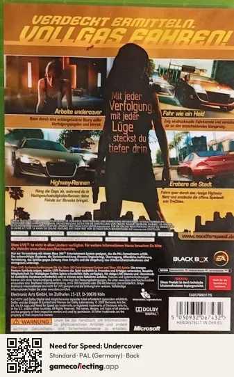 Need for Speed: Undercover Xbox 360, Germany box back