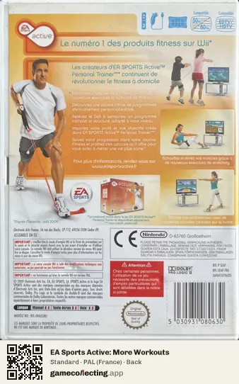 EA Sports Active: More Workouts Nintendo Wii, France box back