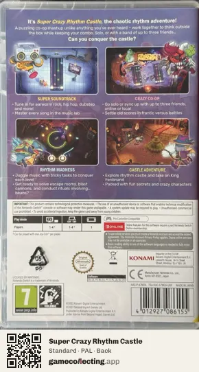 Super Crazy Rhythm Castle Nintendo Switch, PAL box back