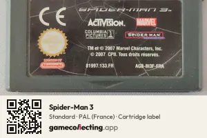 Spider-Man 3 Game Boy Advance, PAL cartridge label