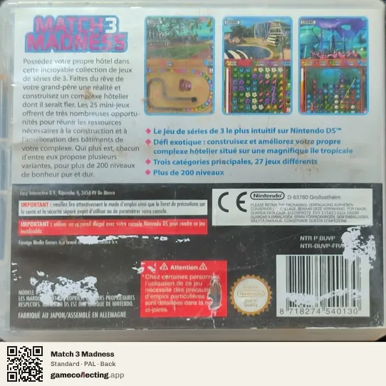 Match 3 Madness Nintendo DS, PAL box back