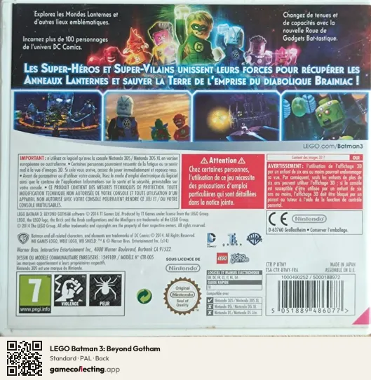 LEGO Batman 3: Beyond Gotham Nintendo 3DS, PAL box back