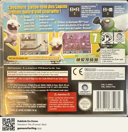 Rabbids Go Home Nintendo DS, France box back