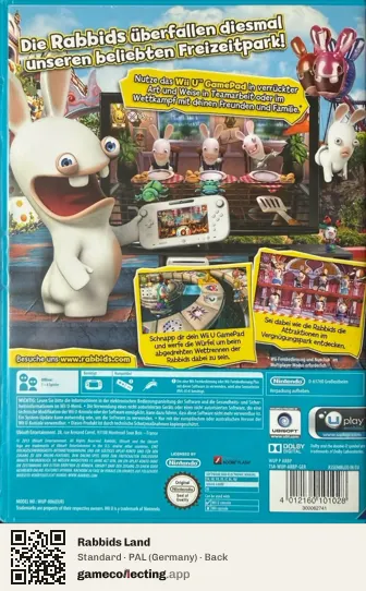 Rabbids Land Nintendo Wii U, Germany box back
