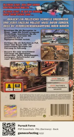Pursuit Force PlayStation Portable, Germany box back