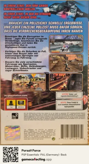 Pursuit Force PlayStation Portable, Germany box back