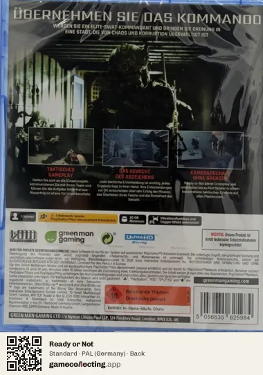 Ready or Not PlayStation 5, Germany box back