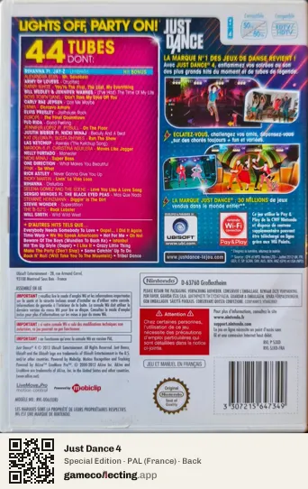 Just Dance 4 Nintendo Wii, France box back