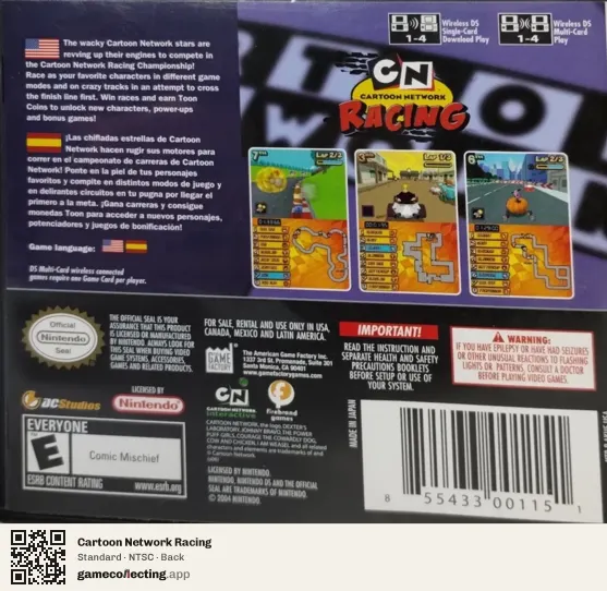 Cartoon Network Racing Nintendo DS, NTSC box back