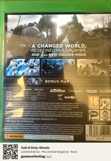 Call of Duty: Ghosts Xbox One, United Kingdom box back