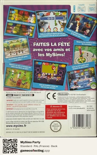 MySims Party Nintendo Wii, France box back