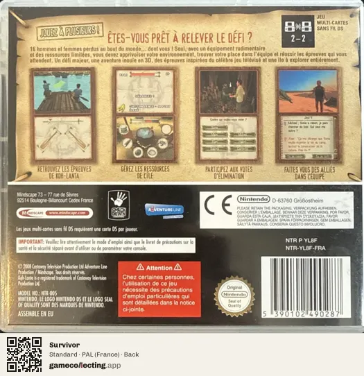 Survivor Nintendo DS, France box back