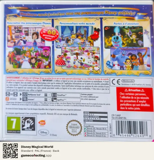 Disney Magical World Nintendo 3DS, France box back
