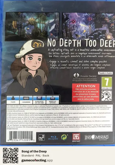 Song of the Deep PlayStation 4, PAL box back
