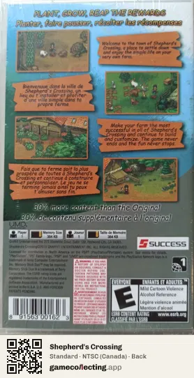 Shepherd's Crossing PlayStation Portable, Canada box back