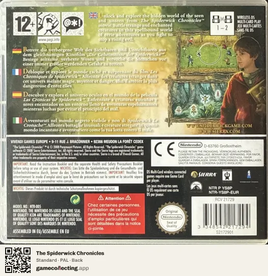 The Spiderwick Chronicles Nintendo DS, PAL box back