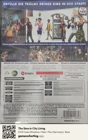The Sims 4: City Living Computer, Germany box back