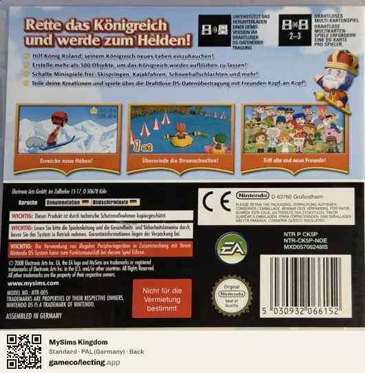 MySims Kingdom Nintendo DS, Germany box back