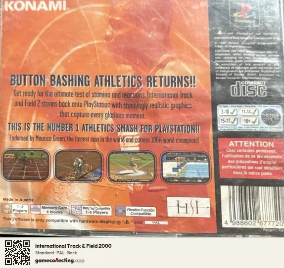 International Track & Field 2000 PlayStation, PAL box back
