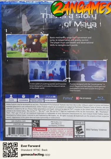 Ever Forward PlayStation 4, NTSC box back