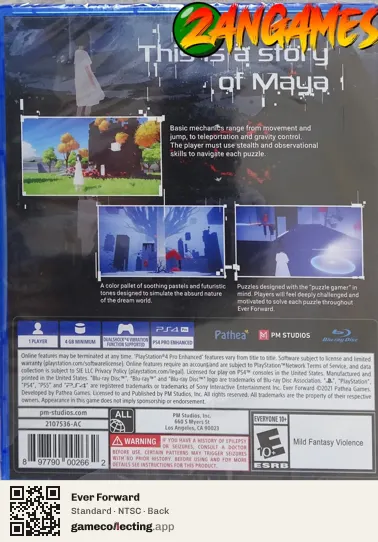 Ever Forward PlayStation 4, NTSC box back
