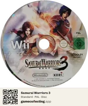 Samurai Warriors 3 Nintendo Wii, PAL disc
