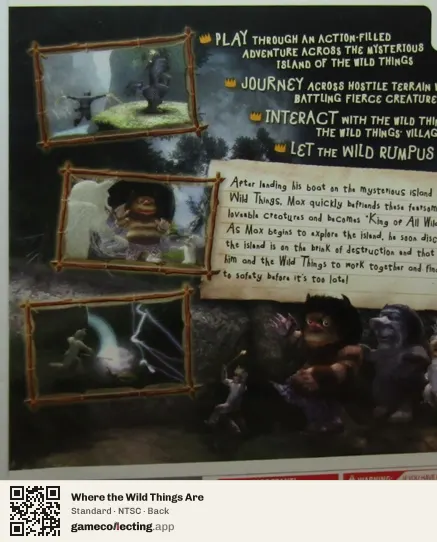 Where the Wild Things Are Nintendo Wii, NTSC box back
